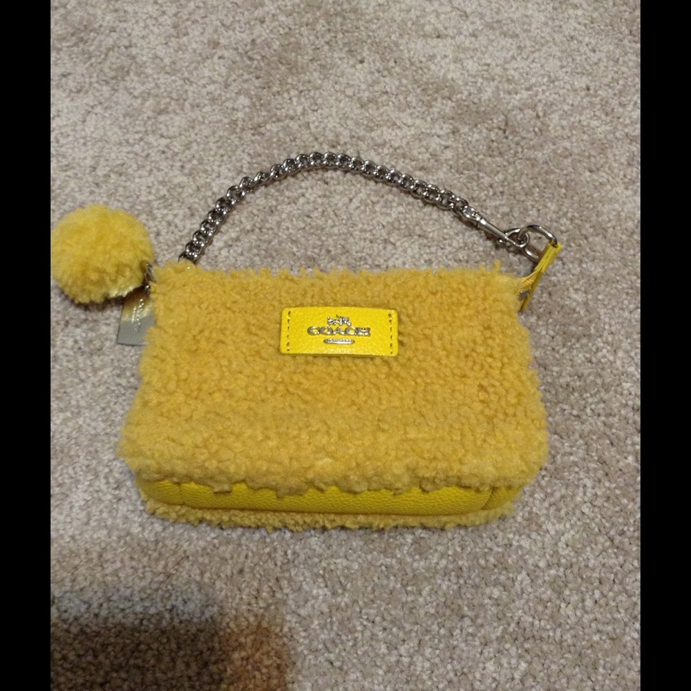 COPY - Coach yellow shearling wristlet